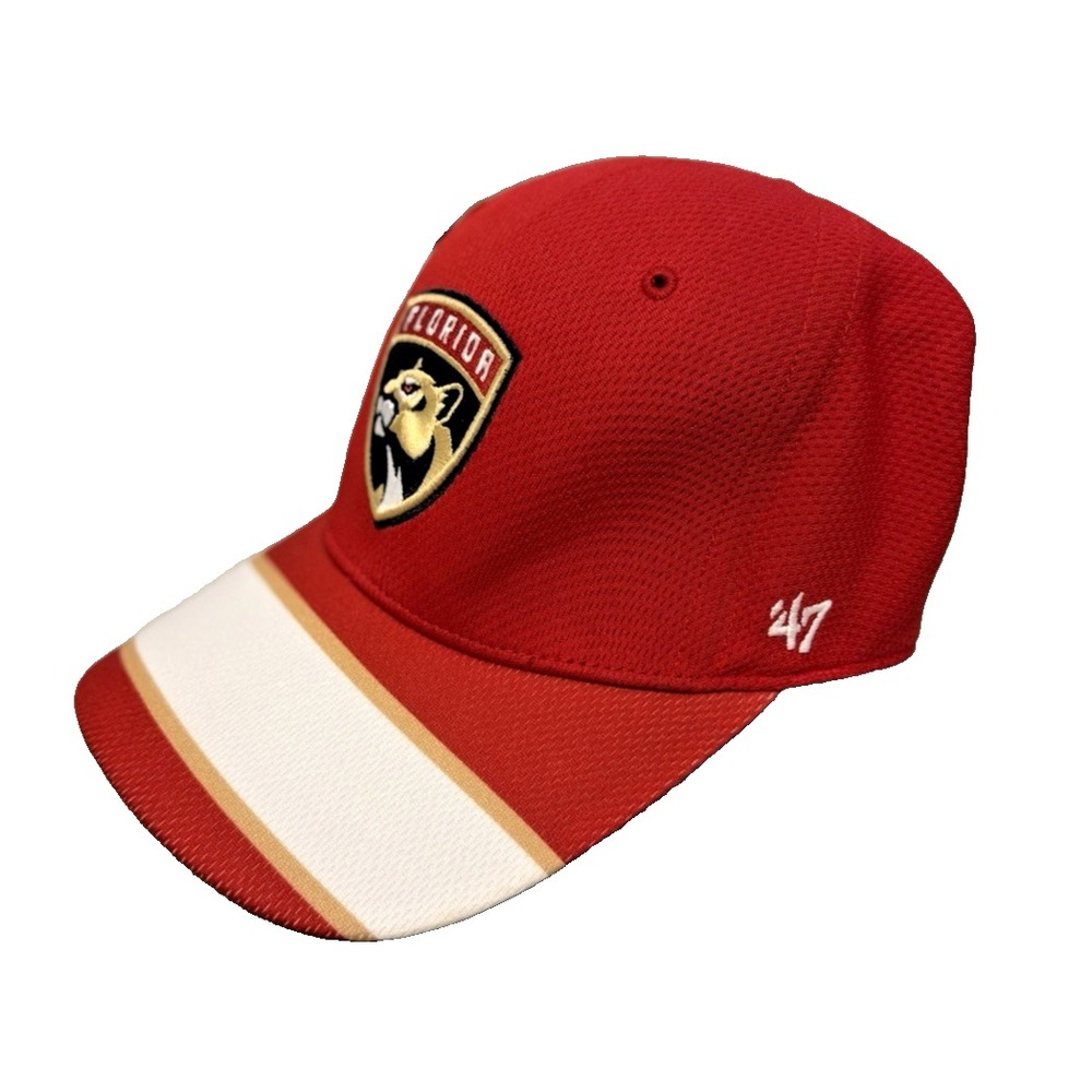 Florida Panthers '47 Hat Fitted S-M Red NHL Hockey Logo OSFA Stretch F Strip